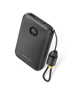 Vention Powerbank de 10000mAh - Potencia de Salida hasta 22.5W - USB-A - USB-C - Pantalla LED - Cable USB-C de 17cm - Apto para
