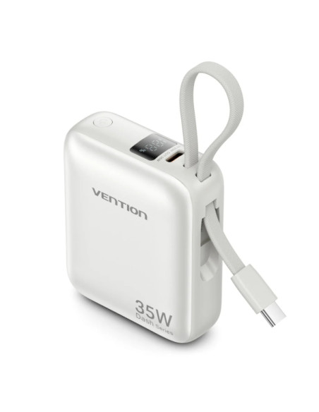 Vention Mini Powerbank de 10000mAh - Potencia de Salida hasta 35W - Cable USB-C Integrado - Power Delivery - Tecnologia PPS - Co
