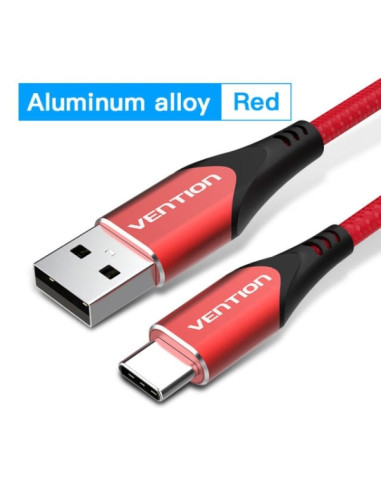 Vention Cable USB-C 2.0 a USB-A 3A 60W - 2m - Trenzado - Color Rojo
