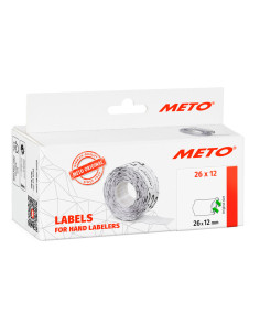 Etiquetas meto onduladas 26x12 mm blanca lisa adhesivo removible rollo de 1000 unidades 2