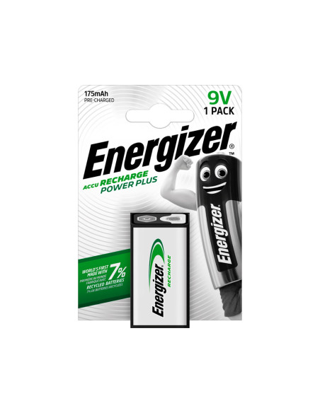 Pila energizer recargable power plus 9v blister de 1 unidad
