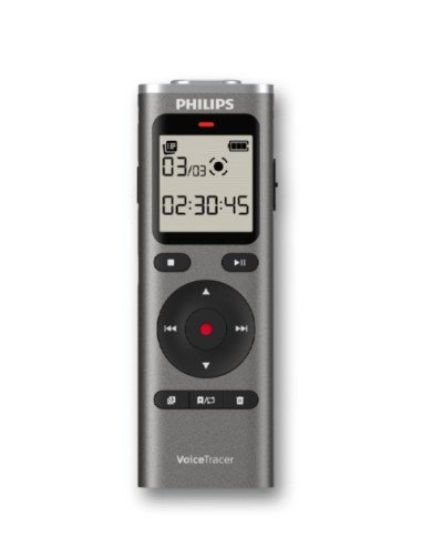 Philips VoiceTracer DVT1170 Grabadora de Voz Digital - 8GB - Grabacion Activada por Voz - Tiempo y Fecha Integrados - Pantalla L