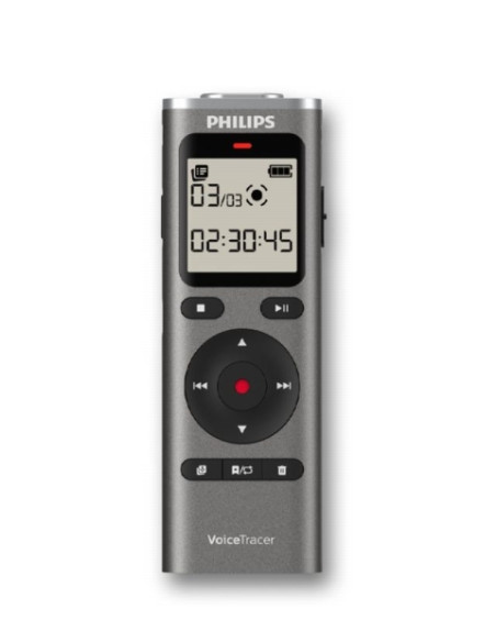 Philips VoiceTracer DVT1170 Grabadora de Voz Digital - 8GB - Grabacion Activada por Voz - Tiempo y Fecha Integrados - Pantalla L