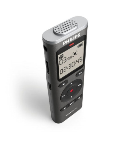 Philips VoiceTracer DVT1170 Grabadora de Voz Digital - 8GB - Grabacion Activada por Voz - Tiempo y Fecha Integrados - Pantalla L