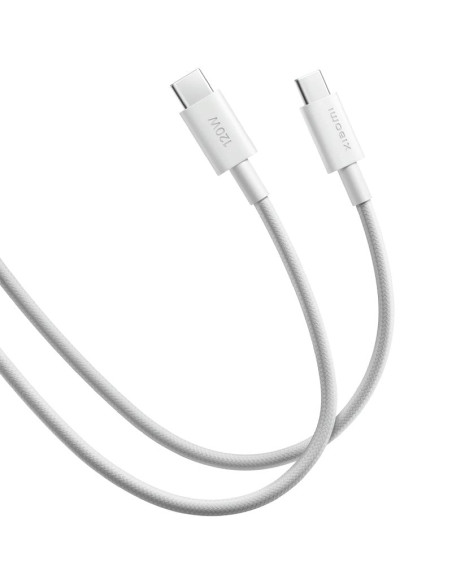 Cable USB 2.0 Tipo-C 6A Xiaomi Braided/ USB Tipo-C Macho - USB Tipo-C Macho/ Hasta 120W/ 480Mbps/ 2m/ Blanco