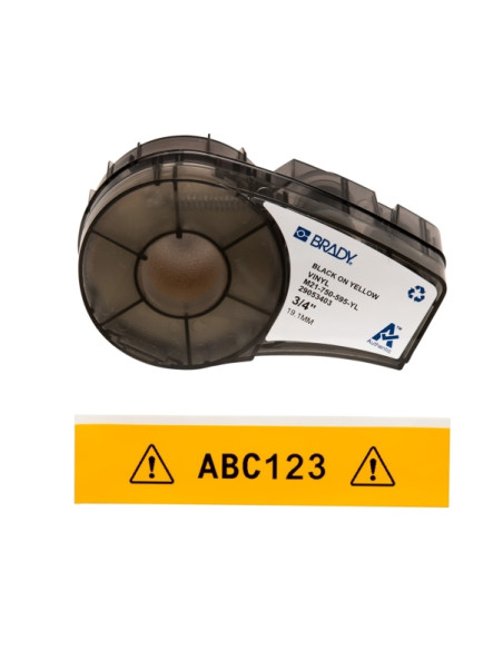 Brady M21-750-595-YL Cinta de Etiquetas Original Vinilo - Texto Negro sobre Fondo Amarillo - Ancho 19,05mm x 6,40m