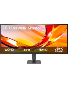 LG Ultrawide Monitor 34"" Curvo 1800R VA QHD 144Hz HDR10 AMD FreeSync Premium - Respuesta 5ms - 21:9 - Ajustable en Altura, Incl