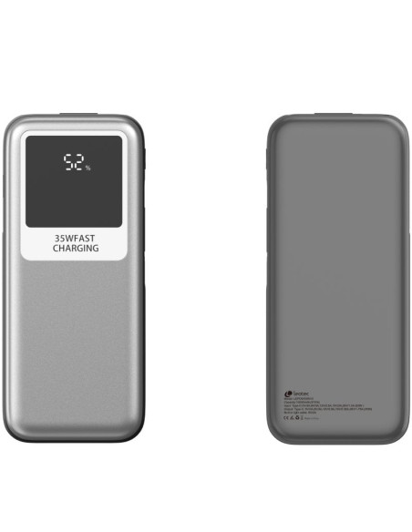 Powerbank 10000mAh Leotec LEPOW35W10S/ 35W/ Plata y Gris/ Incluye Cable USB Tipo-C y Lightning