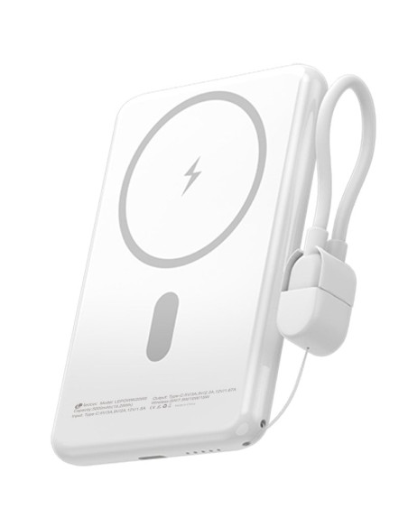 Powerbank 5000mAh Leotec LEPOWW20W5W/ 20W/ Wireless/ Blanca/ Incluye Cable USB Tipo-C