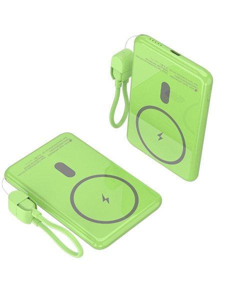 Powerbank 5000mAh Leotec LEPOWW20W5G/ 20W/ Wireless/ Verde/ Incluye Cable USB Tipo-C