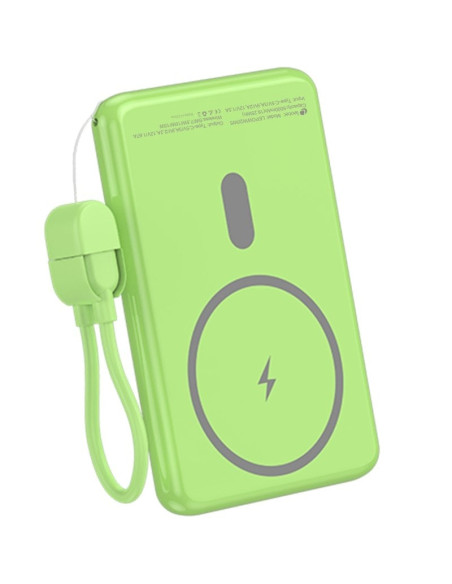 Powerbank 5000mAh Leotec LEPOWW20W5G/ 20W/ Wireless/ Verde/ Incluye Cable USB Tipo-C