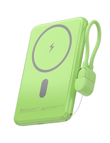 Powerbank 5000mAh Leotec LEPOWW20W5G/ 20W/ Wireless/ Verde/ Incluye Cable USB Tipo-C