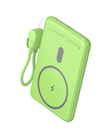 Powerbank 5000mAh Leotec LEPOWW20W5G/ 20W/ Wireless/ Verde/ Incluye Cable USB Tipo-C