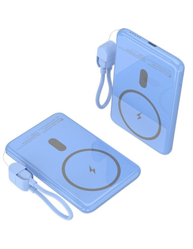 Powerbank 5000mAh Leotec LEPOWW20W5B/ 20W/ Wireless/ Azul/ Incluye Cable USB Tipo-C