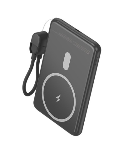 Powerbank 5000mAh Leotec LEPOWW20W5K/ 20W/ Wireless/ Negra/ Incluye Cable USB Tipo-C