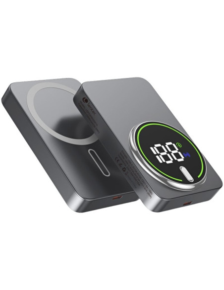 Powerbank 10000mAh Leotec LEPOWW20W10G/ 20W/ Wireless/ Gris/ Incluye Cable USB Tipo-C