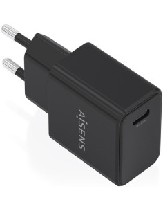 Cargador de Pared GaN Aisens A110-1024/ 1xUSB Tipo-C/ 20W/ Negro