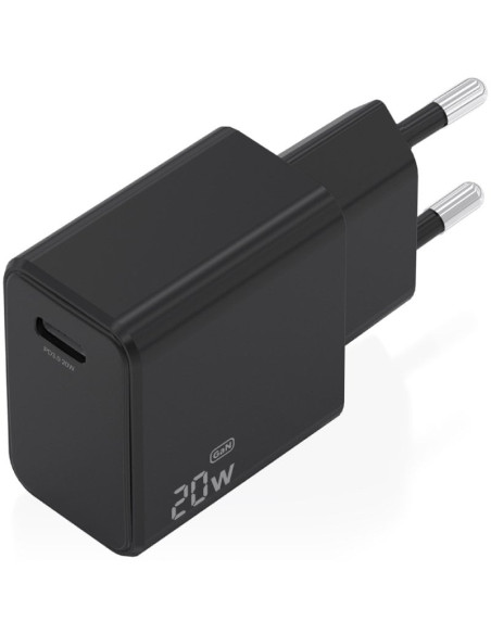 Cargador de Pared GaN Aisens A110-1024/ 1xUSB Tipo-C/ 20W/ Negro