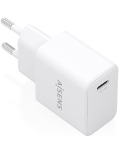Cargador de Pared GaN Aisens A110-1023/ 1xUSB Tipo-C/ 20W/ Blanco