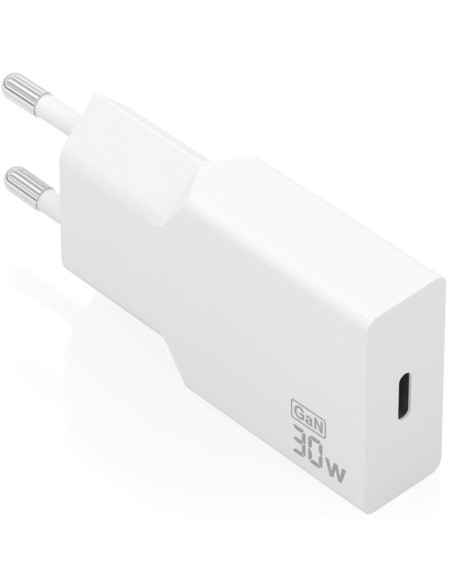 Cargador de Pared GaN Aisens A110-1001/ 1xUSB Tipo-C/ 30W/ Blanco
