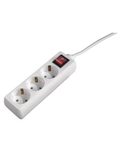 Hama Regleta Alimentacion con 3 Tomas - Potencia Maxima 3680W - Cable 1.4m - Interruptor de Encendido - 21x5.5x4.7cm - Color Bla