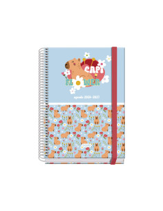 Agenda espiral escolar dohe a5 tapa carton forrado 26-27 semana vista capi flower