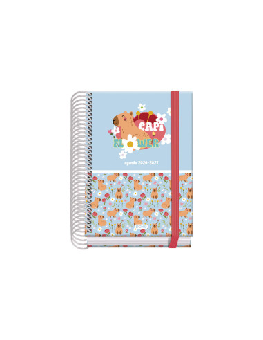 Agenda espiral escolar dohe a5 tapa carton forrado 26-27 dia pagina capi flower