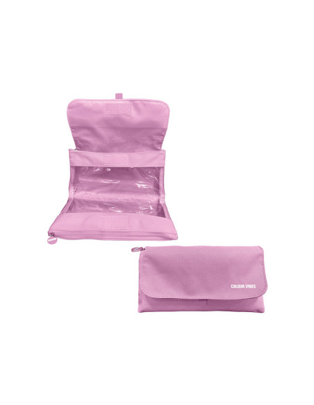 Estuche portatodo dohe vibes doble cremallera con solapa rosa 220x110x65 mm