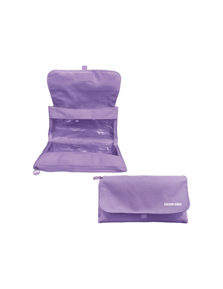 Estuche portatodo dohe vibes doble cremallera con solapa morado 220x110x65 mm