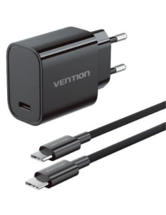 Cargador de Pared GaN Vention G18B0-EU/ 1xUSB Tipo-C + Cable USB Tipo-C/ 30W
