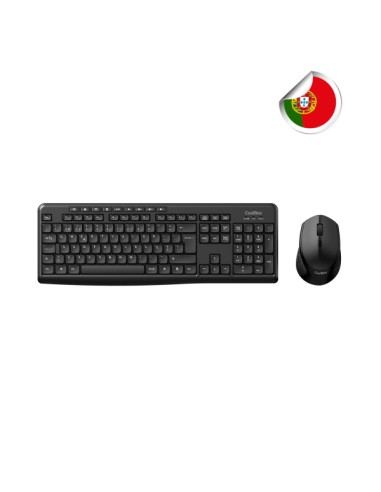Coolbox Sem Fios Pack Inalambrico Teclado Portugues Multimedia - Raton 4 botones - 1600 dpi - Color Negro