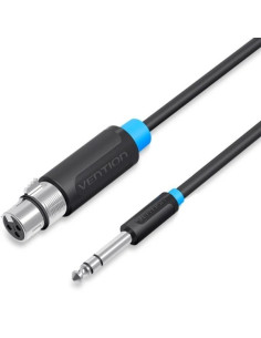 Vention Cable de Audio - Longitud 3m - TRS 6.5mm - XLR Hembra - Blindaje Multicapa - Color Negro