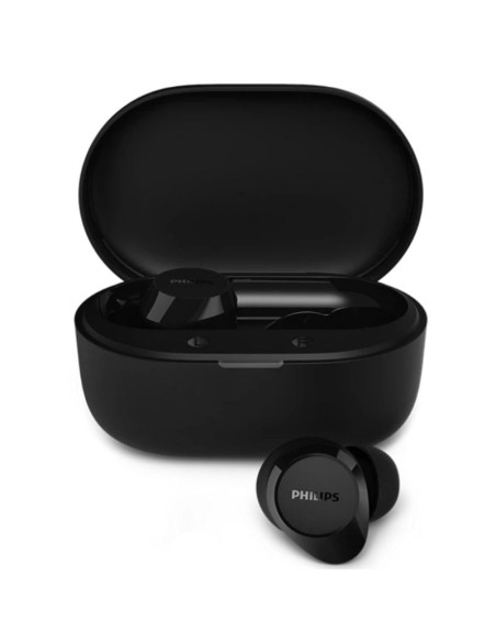 Auriculares Bluetooth Philips TAT1300BK con estuche de carga/ Autonomía 6h/ Negros