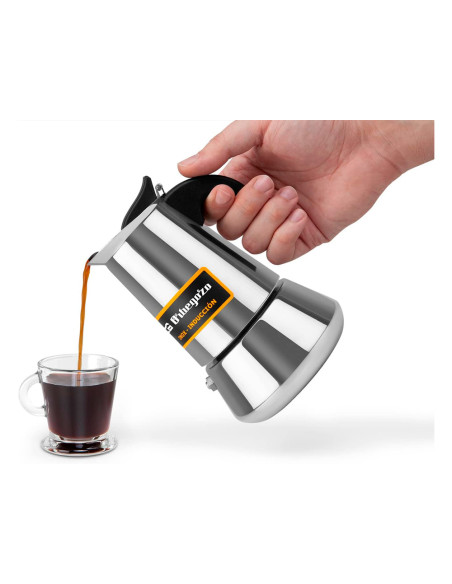 Cafetera italiana orbegozo acero inoxidable 4 tazas apta para todo tipo de cocinas