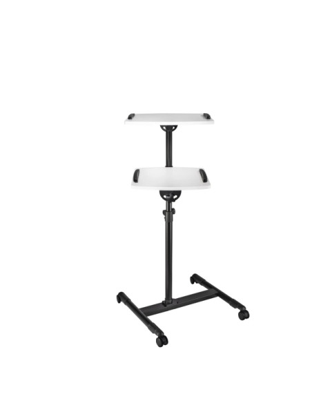 Hama Soporte de Pie para Proyector con 2 Bandejas - Soporta hasta 10kg - Altura Ajustable - Ruedas - Bandeja Superior 42x50cm -