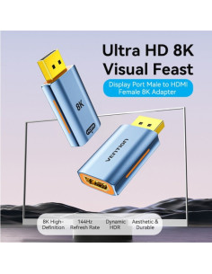 Vention Adaptador Displayport 1.4 8K Macho a HDMI 2.1 8K Hembra - Color Azul 2