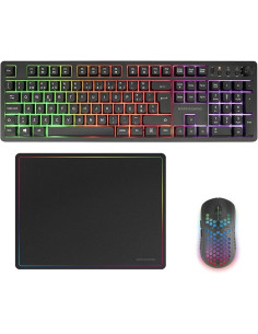Mars Gaming MCPWX Combo Pack Gaming 3en1 - Teclado Hibrido H-Mech - Disposicion Portuguesa QWERTY PT - Raton 3200dpi - Switches