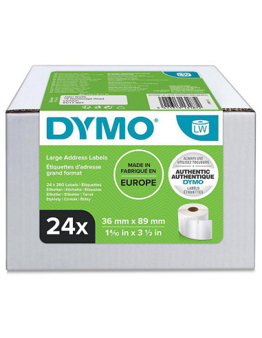 Dymo LabelWriter 13187 Multipack de 24 Rollos de Etiquetas Originales Autoadhesivas - Recomendadas para Direcciones  -Medidas 36