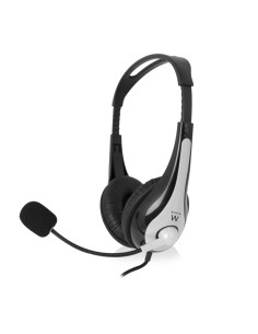Ewent Auriculares Estereo - Microfono Integrado - 2x Jack de 3.5mm - Cable Trenzado de Nailon de 2m - Color Negro/Gris