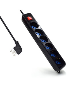 Ewent Regleta con 6 Tomas Tipo L/F (Schuko) de 10/16A - Interruptor On/Off - Proteccion contra Sobretensiones - Proteccion Infan