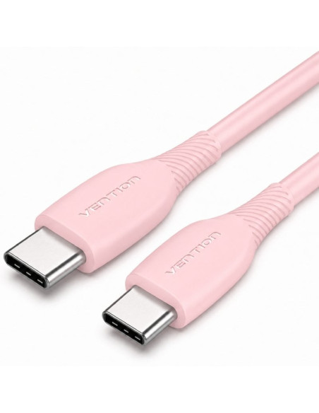 Cable USB 2.0 Tipo-C Vention TRVPH/ USB Tipo-C Macho - USB Tipo-C Macho/ Hasta 60W/ 480Mbps/ 2m/ Rosa