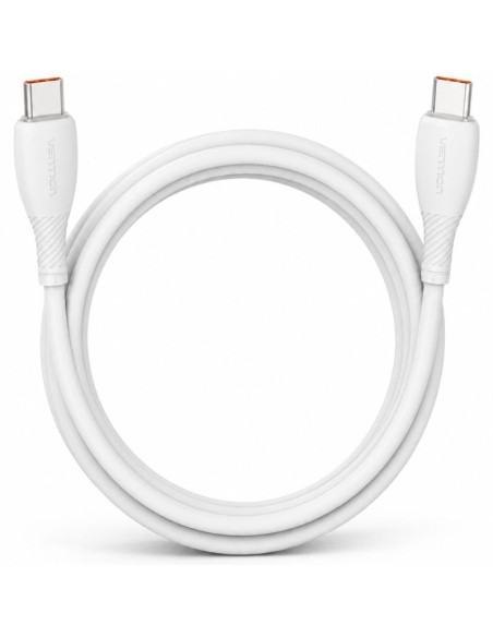 Cable USB 2.0 Tipo-C Vention TRWWH/ USB Tipo-C Macho - USB Tipo-C Macho/ Hasta 100W/ 480Mbps/ 2m/ Blanco