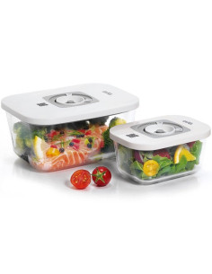 Pack de 2 Recipientes de Cristal Laica VT33060/ con Funcion al Vacio/ Capacidad 0.5 - 1.5L