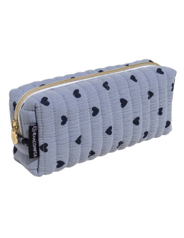 Estuche portatodo exacompta algodon rectangular una cremallera corazones 210x60x95 mm