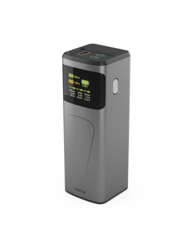 Hama High Power Bateria Externa Powerbank 24000mAh - Potencia 200W - USB-C - USB-A - Power Delivery - Pantalla TFT - Indicador d