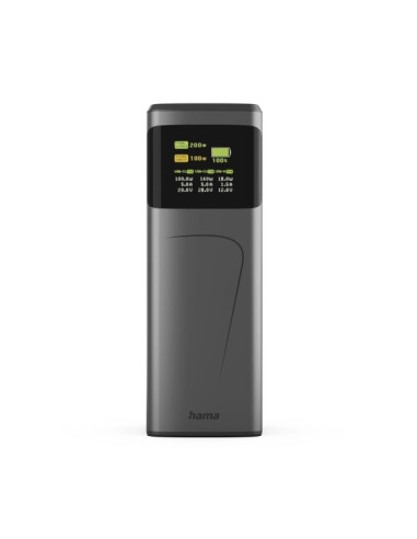 Hama High Power Bateria Externa Powerbank 24000mAh - Potencia 200W - USB-C - USB-A - Power Delivery - Pantalla TFT - Indicador d