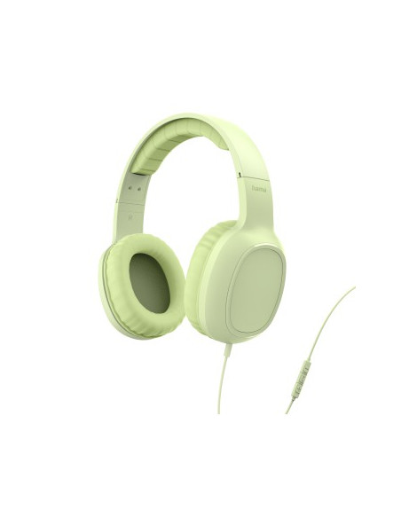 Hama Fun C Auriculares con Microfono Omnidireccional - Cable 1.2m - Diadema Ajustable - Almohadillas de Cuero - Color Verde