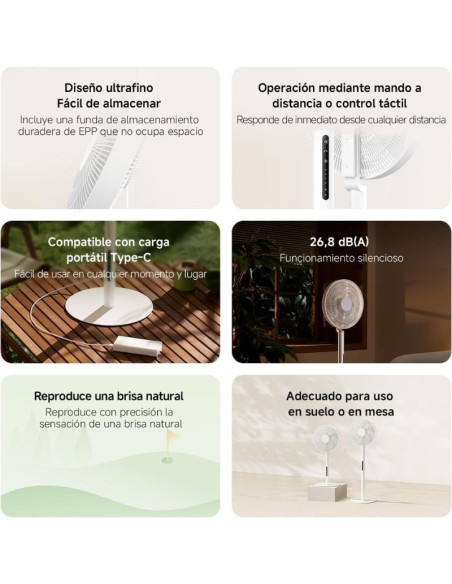 Ventilador de Pie Inteligente Xiaomi Mijia Smart Standing Fan Pro Slim/ 15W/ 7 Aspas/ WiFi/ Control APP