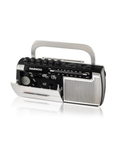 Daewoo Radio Grabadora Cassette AM/FM - Alimentacion a Pilas - Jack 3.5mm - Microfono Integrado - Altavoz Integrado - Asa de Tra