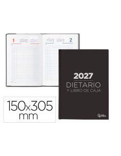 Dietario liderpapel 2027 dos tercios 150x305 mm dia pagina bilingue color negro papel 70 g fsc